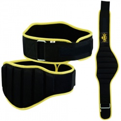 Men Stylish Weight Lifting Training Black Yellow Belt