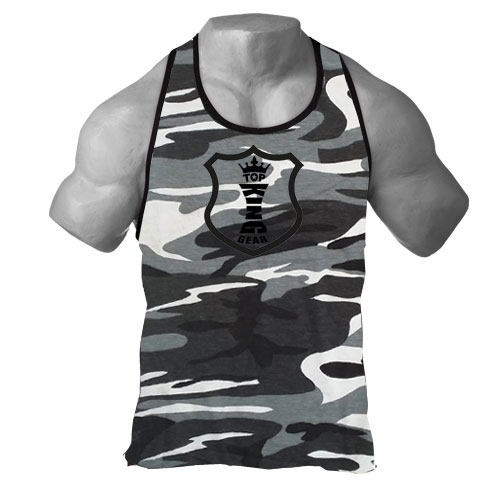 Men Grey Camo Gym Tank Tops;.