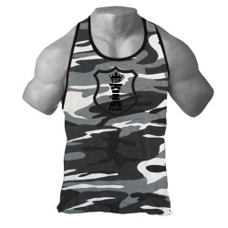 Men Grey Camo Gym Tank Tops;.