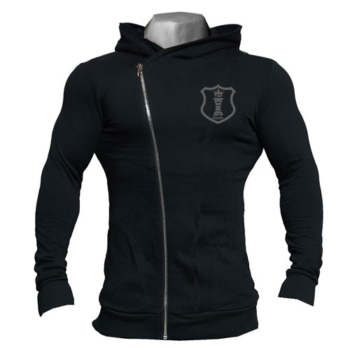  Men Terry Fleece Asymmetric zipper Hoodie;-