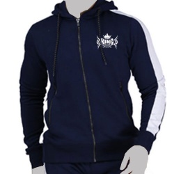 Navy Blue White Side Panel Hoodie:- 