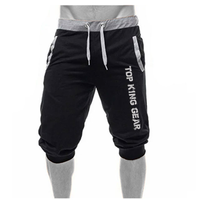 Men 100% Cotton 3/4 Gym Shorts;-