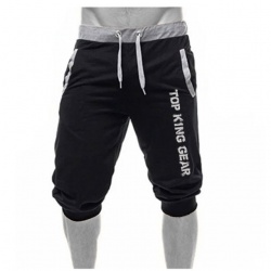 Men 100% Cotton 3/4 Gym Shorts;-