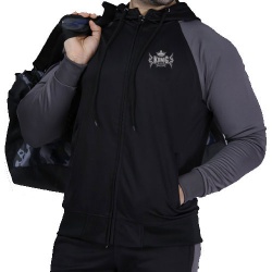 Raglan Quick Dry Poly Tracksuit - Black/Dark Grey
