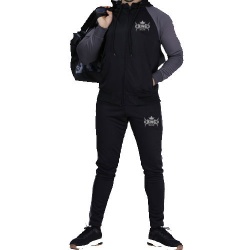 Raglan Quick Dry Poly Tracksuit - Black/Dark Grey
