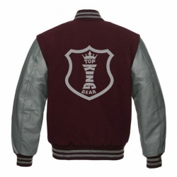 Grey Leather Black Wool Varsity Jacket:-