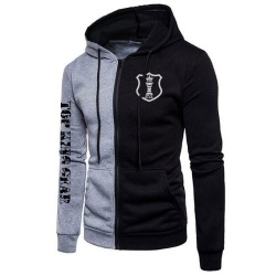 Men Contrast Color Sleeve Zipper Hoodie:-
