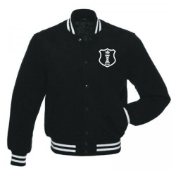 WOOL CONTRAST SLEEVES VARSITY JACKETS:-  