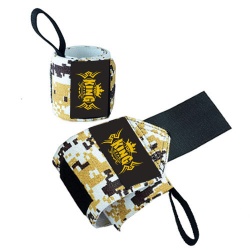 Yellow Camo Weightlifting Gym Wrist Wraps:-