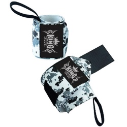 Digital Grey Camo Weightlifting Gym Wrist Wraps:-