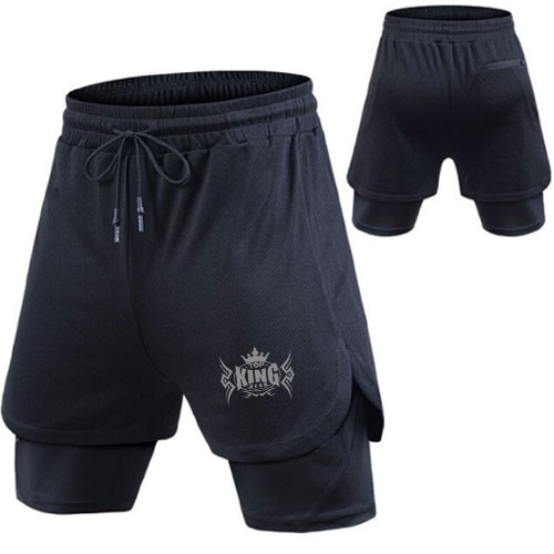 Men Double Layer Athletic Gym Shorts:-
