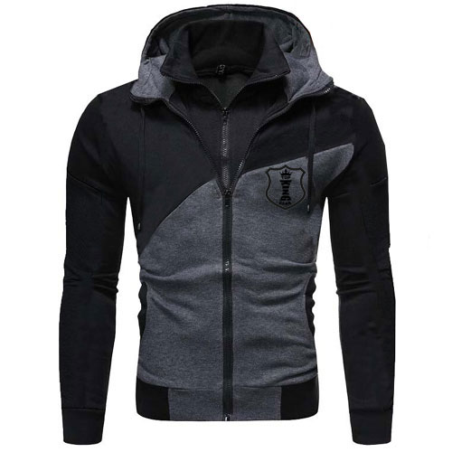 Men Contrast Color Zip up Hoodie:-