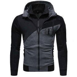 Men Contrast Color Zip up Hoodie:-