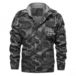 Men Camo Multi-Pocket Denim Jean Jackets