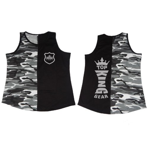 New Top King Gear Design Black & Grey Camo Men Tank Top