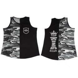 New Top King Gear Design Black & Grey Camo Men Tank Top