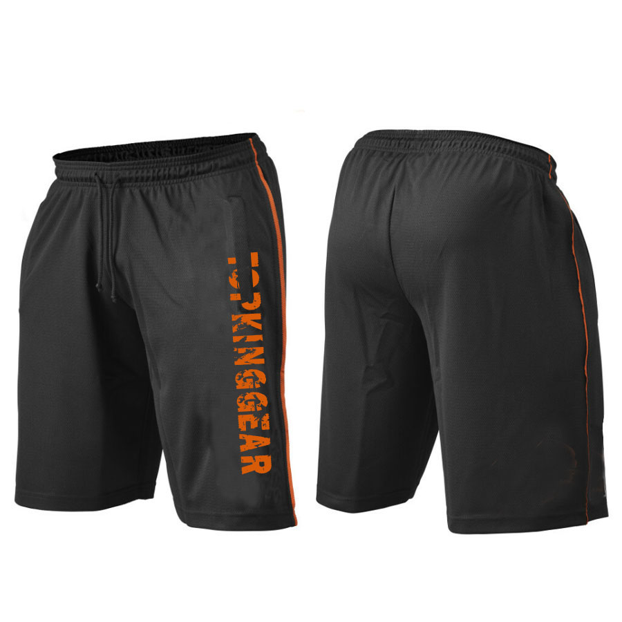 Men Contrast Sides Taping Mesh Shorts:-