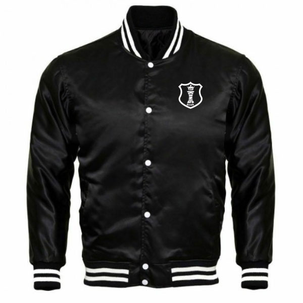 Satin Varsity Bomber Jacket:-