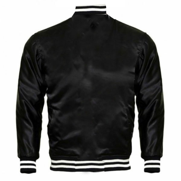 Satin Varsity Bomber Jacket:-