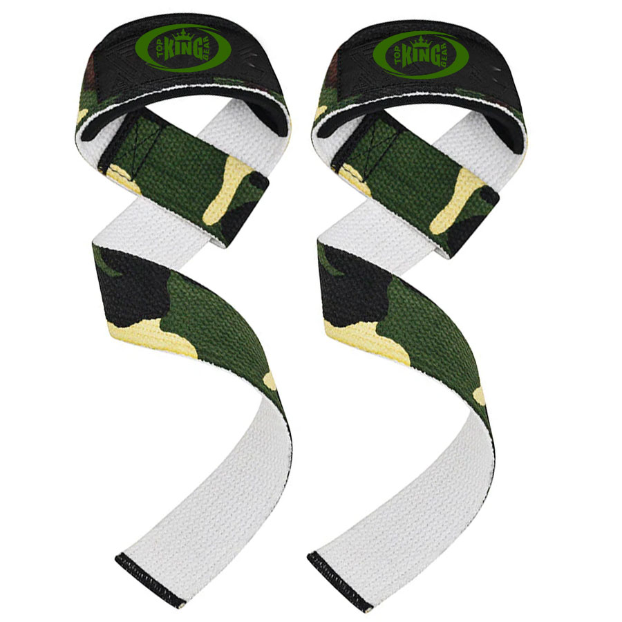 Green Camo Design Weight Training Wrist Straps:-