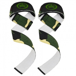 Green Camo Design Weight Training Wrist Straps:-