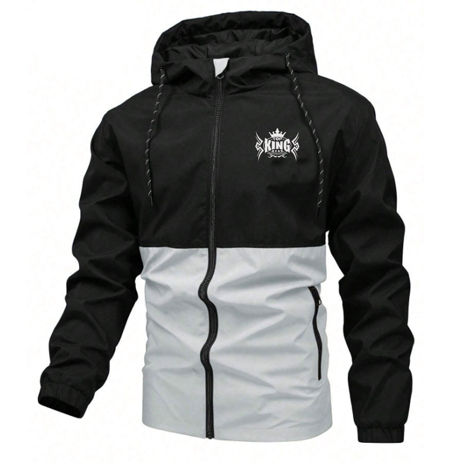 Men Colorblock Hoodie Bomber Jackets:-