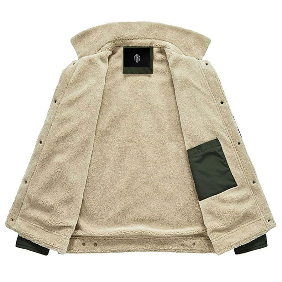  Casual Sherpa Fleece Lined Jacket With Fur Collar