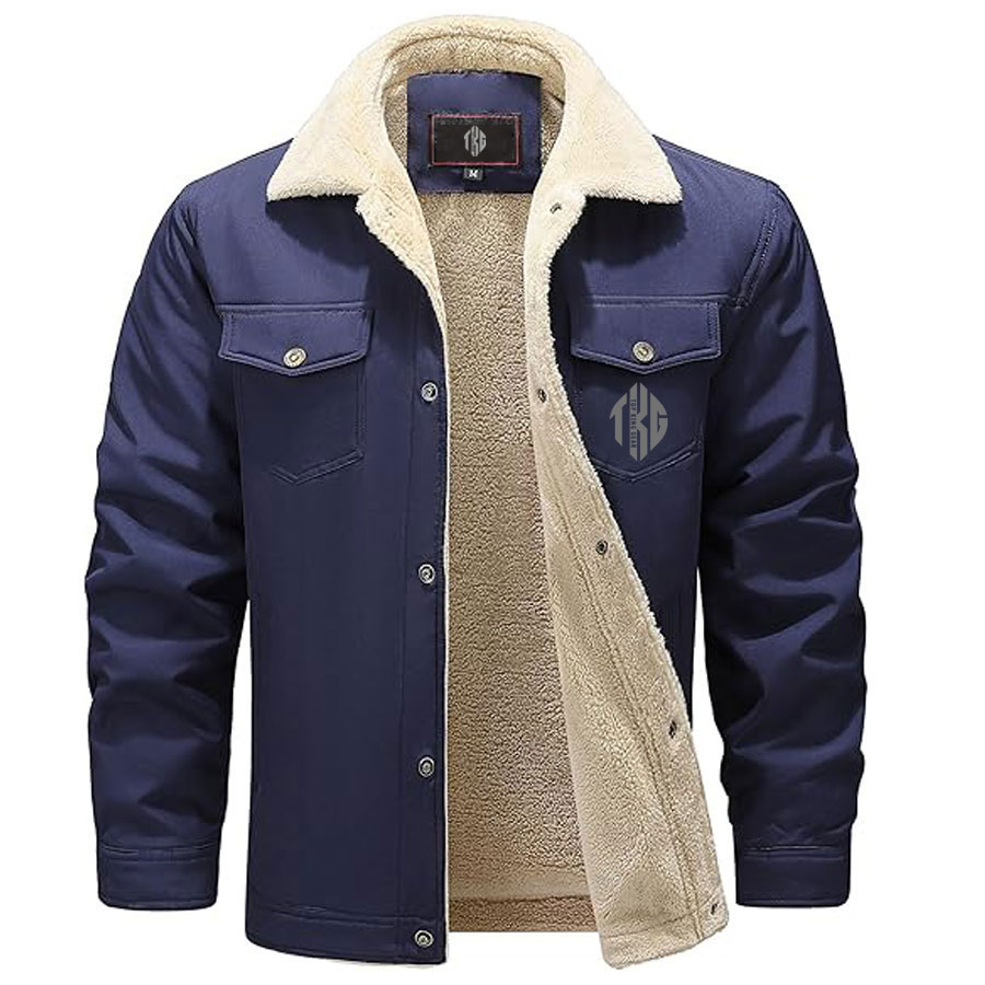  Casual Sherpa Fleece Lined Jacket With Fur Collar