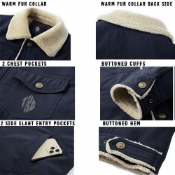  Casual Sherpa Fleece Lined Jacket With Fur Collar