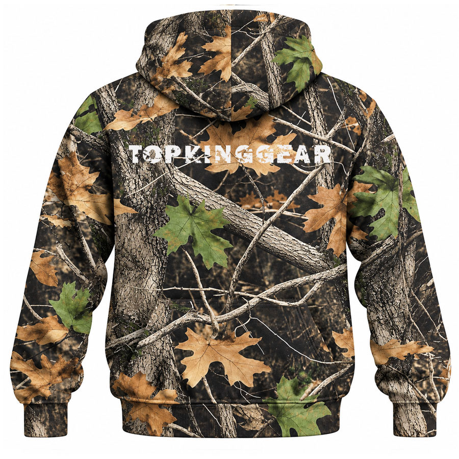 TOPKINGGEAR Men's Woodland Camo Hunting Zip-Up Hoodie - TKG-HD-4387