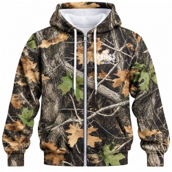 TOPKINGGEAR Men's Woodland Camo Hunting Zip-Up Hoodie - TKG-HD-4387