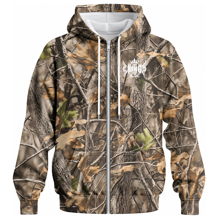 TOPKINGGEAR Woodland Camo Hunting Zip-Up Hoodie - TKG-HD-4388