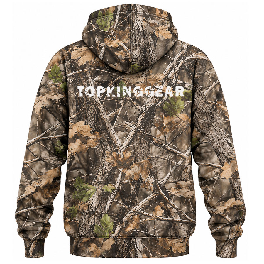 TOPKINGGEAR Woodland Camo Hunting Zip-Up Hoodie - TKG-HD-4388