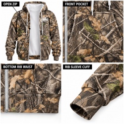 TOPKINGGEAR Woodland Camo Hunting Zip-Up Hoodie - TKG-HD-4388