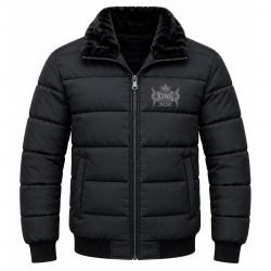  TOP KING GEAR Premium Black Fur Collar Quilted Puffer Bomber Jackets