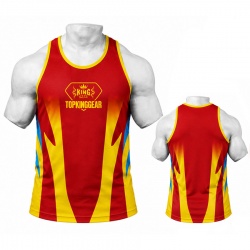 Top King Gear Premium Sublimation Gym Tank Top - Bodybuilding Stringer
