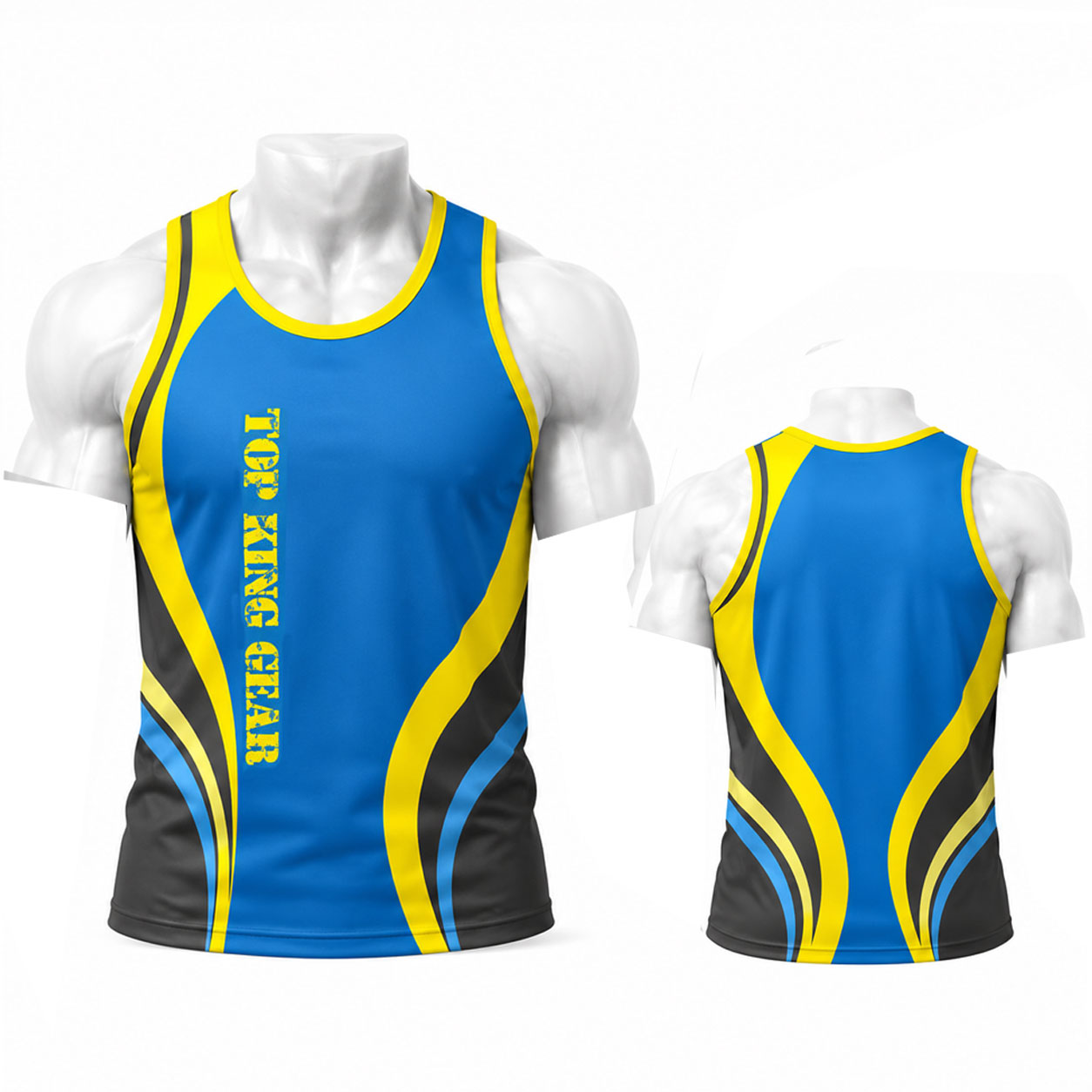 Top King Gear Custom Sublimation Gym Tank Top - Pro Bodybuilding Stringer