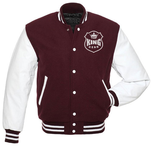 Maroon Wool White Arm Leather Varsity Jacket Letterman Jacket