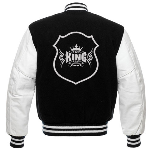 Black Wool White Arm Leather Varsity Jacket