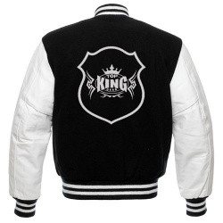 Black Wool White Arm Leather Varsity Jacket