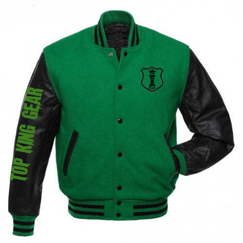 Black Wool Arm Leather Baseball Varsity Jackets