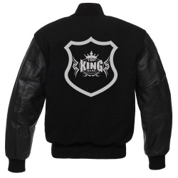 Black Wool Arm Leather Baseball Varsity Jackets