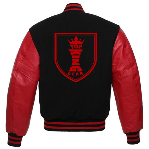 Black Wool Red Arm Leather Varsity Jacket Baseball Jacket