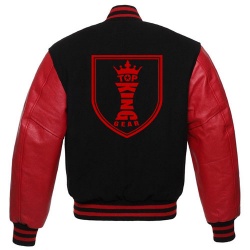 Black Wool Red Arm Leather Varsity Jacket Baseball Jacket