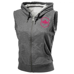 Women Sleeveless Grey Fleece Hoodies/ Ladies Gym Vest Hoodie