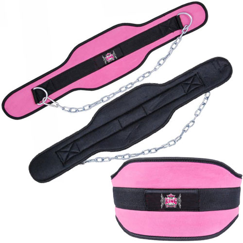 NEOPRENE CHAIN DIPPING LIFTING  GYM BACK DIP BELT WORKOUT WEIGHT PULL  Pink 